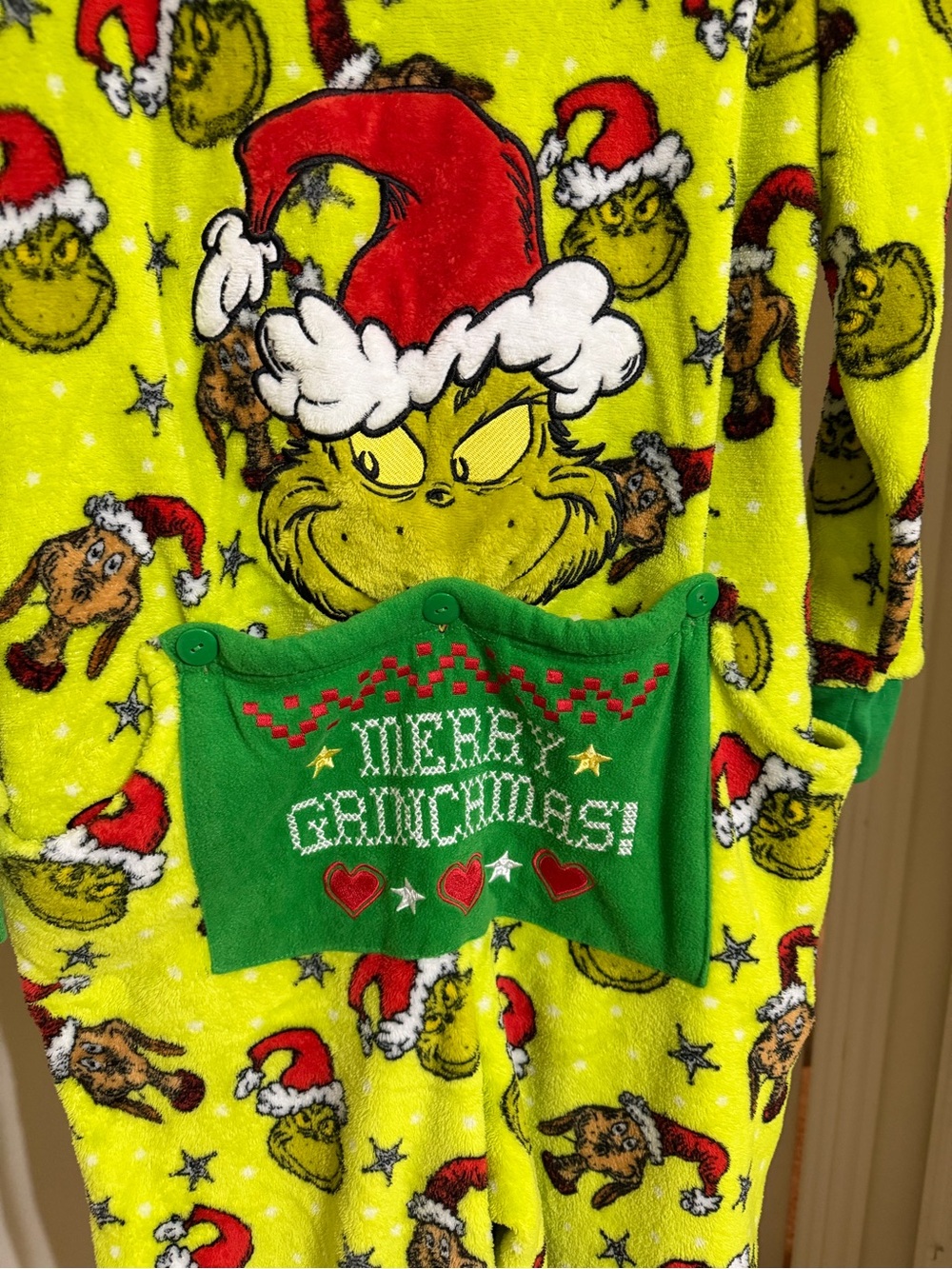Dr. Seuss Grinch Green and Red Kids Holiday Fleece Pajama Set